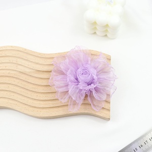 Mão-Burned DIY Broche Wrinkled Organza Gauze Rose Flowers Hair Bags Artesanato Acessórios para cocar e roupas - Product Image 4