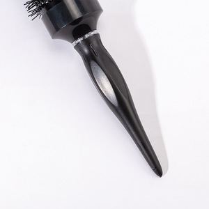 <b>Round</b> Hair <b>Brush</b> With Vent Nylon Bristles For Styling And Curling Black Color - Product Image 4