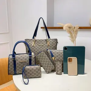 China Großhandel Handtaschen- und Brieftaschen-Sets 6-teilig Damenhandtaschen Damentaschen Kunstleder Schulter-Handtaschen-Set für Damen