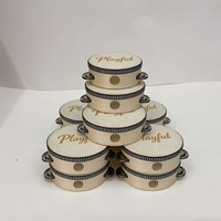 Tambourin en bois personnalisé de 25 cm (8 pouces) pour mariage, instruments de musique pour enfants, accessoires, jouet éducatif, vente en gros