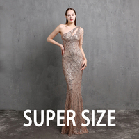 18519-S # Nouvelle robe de soirée asymétrique pour femmes, jupe en queue de poisson à paillettes, robe grande taille pour femmes
