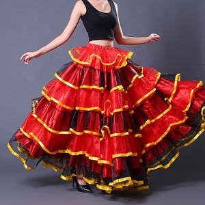 Falda Tutú Larga para Baile de Salón, <span class=keywords><strong>Flamenco</strong></span>, Danza del Vientre, Disfraz de Halloween para Mujer - Product Image 5