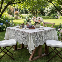 Nappe transparente en polyester brodée de fleurs, en dentelle, pour mariage, fête en plein air, jardin, décoration intérieure - Vente en gros