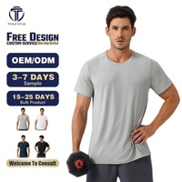 T-shirt de sport pour homme, printemps/été, en nylon polyamide effet soie glacée, design uni, protection solaire, séchage rapide, manches courtes