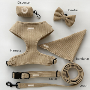Ensemble de harnais, laisse et colliers pour chien en velours côtelé, réglables, anti-traction, de luxe, de haute qualité, nouveau design, avec logo personnalisé, vente en gros 2026 - Product Image 2