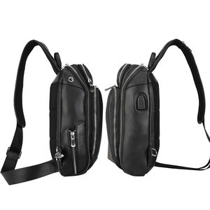 Borsa a tracolla in vera pelle da donna multiuso Daypack tracolla tracolla borsa Messenger con porta di ricarica USB - Product Image 5