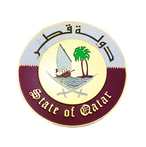 Badge de voiture en métal, 2 emblèmes dorés du Qatar, emblème national