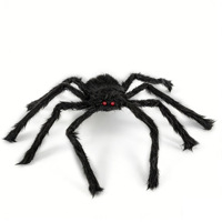 Araña de Peluche Gigante de Terciopelo con Telaraña Triangular para Broma Transfronteriza, Accesorios de Decoración de Halloween, Sin Pelusas, Resistente a las Hilas, para Fiestas Festivas