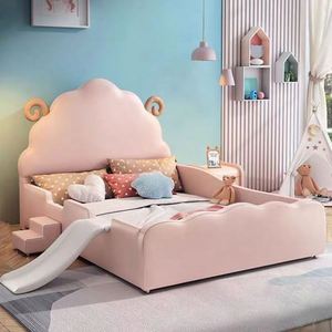 Lit enfant moderne Princesse Mouton, design château minimaliste, cadre de lit simple pour filles, garçons, décoration de chambre d'enfant - Product Image 3