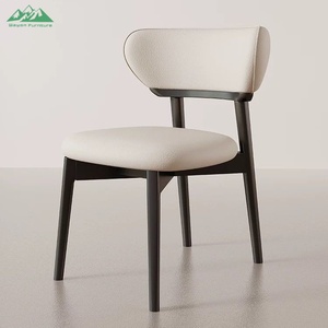 Sedia da pranzo moderna Wayon <span class=keywords><strong>in</strong></span> legno per soggiorno con <span class=keywords><strong>tessuto</strong></span> imbottito beige e gambe <span class=keywords><strong>in</strong></span> legno nero per ufficio domestico - Product Image 1