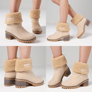 <span class=keywords><strong>Bottines</strong></span> d'hiver pour femmes confortables sans lacet mi-talon daim fausse fourrure doublure hauteur augmentant les <span class=keywords><strong>chaussures</strong></span> de plein air chaudes - Product Image 2