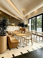 Ensemble table et chaises en bois massif, style Wabi-sabi, couleur crème, moderne et minimaliste, pour cafés, pâtisseries, boulangeries, restaurants occidentaux