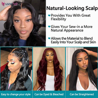 Pelucas de encaje frontal HD transparente, cabello indio sin procesar, ondulado, virgen, 100%