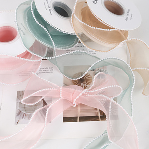 Nastro in <span class=keywords><strong>Tulle</strong></span> Effetto Coda di Sirena con Perle, Nastro in <span class=keywords><strong>Tulle</strong></span> Arricciato Floreale per Confezioni, Forniture per Bouquet, Nastro in <span class=keywords><strong>Tulle</strong></span> Meteor Fatto a Mano per Torte - Product Image 4