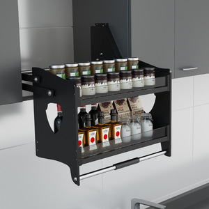 Cesta para Especias Extraíble de Aluminio para Gabinete de Cocina, Montada en la Pared, con Diseño Moderno y Mecanismo de Elevación que Ahorra Espacio - Product Image 2