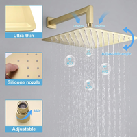 Ensemble de système de douche de pluie en or brossé avec valve d'affichage numérique à 3 voies pour salle de bain