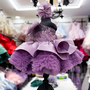 Abito speciale per le occasioni da bambina con grande fiocco abito da principessa con gonna lunga <span class=keywords><strong>in</strong></span> <span class=keywords><strong>Tulle</strong></span> e paillettes per festa di compleanno - Product Image 4