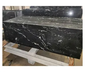 Granito de Bosque Negro personalizado de China, baldosas de losas con textura de vetas blancas, escalones de escaleras, precio al por mayor