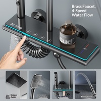 Ensemble de douche mural intelligent en laiton avec affichage numérique, 4 modes, design moderne et élégant, à poignée unique, prix de gros