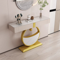 Table d'appoint créative et luxueuse en dalle de roche, console étroite et concrète pour l'entrée de la maison, à placer au mur avec fonction de rangement