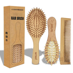 Cepillo de madera para masaje del cuero cabelludo, masajeador para el cuero cabelludo, cepillo profesional de bambú, muestra gratis - Product Image 1