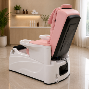 Professional Pedicure Spa Chair with Pink Cushioned Seat Ergonomic High Backrest and Foot <b>Bath</b> for Salon Pedicure Studio - Product Image 5