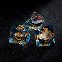 Nouvel ensemble populaire de 7 dés polyédriques en résine Dragon Eye à noyau liquide et bords tranchants pour D&D et jeux de rôle (TTRPG)