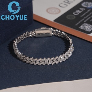 Collar para hombre de plata 925 maciza con baño de rodio, estilo cubano, con una sola fila de moissanita de 8 mm, joyería hiphop Iced Out. - Product Image 2