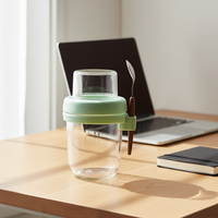 Bocaux en verre pour overnight oats avec séparation sec/humide, préparation de repas, type Mason Jar avec couvercles, compatibles vapeur et alimentaires