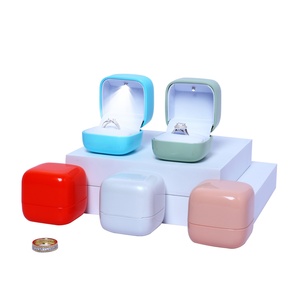 New Quality Simple <b>LED</b> Jewelry Box Color <b>Light</b> Ring Box Custom Logo Square Design Plastic+PU+<b>LED</b> Material Valentine's Day Hinge - Product Image 6