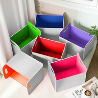 Lot de 6 paniers de rangement pliables en tissu rectangulaires colorés de 14x10 pouces avec poignée pour l'organisation des étagères de la maison et des placards