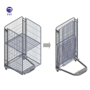 <span class=keywords><strong>3</strong></span>つのサイドケージトロリーロジスティック便利なモバイルマイルドスチール金属工業用メッシュ - Product Image 3