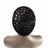 Gorro de Ganchillo Hecho a Mano con Correa Ajustable, Unisex, Negro, de Malla, para Peluca, Gorro de Quimioterapia, Turbante para Dormir, Uso Doméstico, 100% Poliéster
