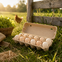 Plateau à œufs en pâte respirante à ventilation améliorée, 2x6, 12 alvéoles, pour l'incubation de volailles, carton à œufs agricole, vente en gros