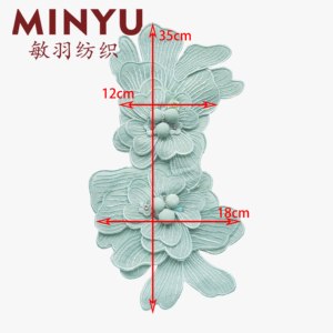 ผ้าปักลายดอกไม้พลอยเทียมสีขาวประดับมุกแผ่นปะสำหรับงานแต่งงานผ้าโพลีเอสเตอร์100% - Product Image 3