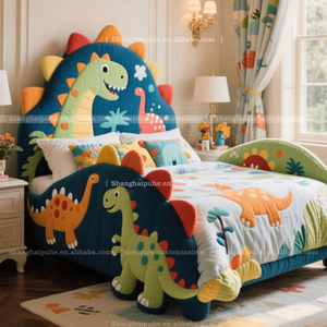 Letto di dinosauro del ragazzo della stanza dei bambini creativo e personalizzato designer a tema dinosauro cartone animato letto singolo di <span class=keywords><strong>piccole</strong></span> <span class=keywords><strong>dimensioni</strong></span> tessuto per bambini - Product Image 1