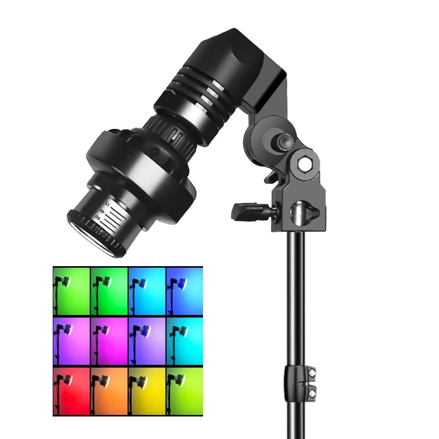 Studio Video RGB Lighting Studio COB Light Video Photography Continuous LED E27 Bulb Photo Spotlight with 4PCS Colorful Filters