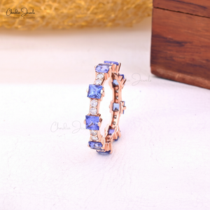 2.49 CTS Tanzanite แหวนเพชรสีขาว14k แท้กุหลาบทองสำหรับงานแต่งงานขายส่งผู้ผลิตโดยตรง - Product Image 1