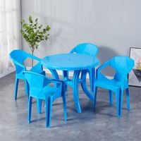 Ensemble de salle à manger de jardin en plastique résistant aux intempéries, 4 places, table et fauteuils pour balcon