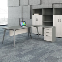 Bureau de direction moderne de luxe convertible et extensible en forme de I, design de table de bureau en bois