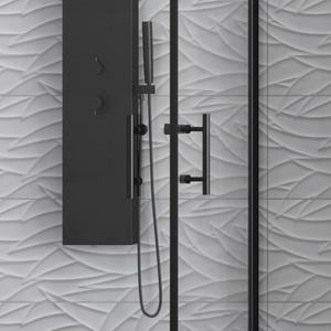 Kamalu KS2800AN moderna cabina doccia Frameless 70x75 doppie porte 200h altezza 10mm vetro nero per bagno o Hotel - Product Image 6
