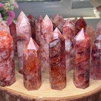 Cristaux naturels de haute qualité pierres de guérison tour hématoïde pointe de baguette en cristal Point de Quartz de feu rouge