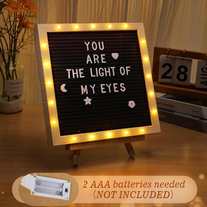 Tableau à lettres réglable en feutre avec lumières LED intégrées pour les menus personnalisés Annonces de grossesse Mariages Plus - Product Image 2