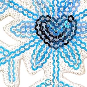 Ropa personalizada, parches bordados de copos de nieve azules y blancos, Parche de lona para planchar para ropa - Product Image 3