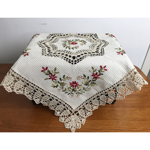 Tovaglia in Cotone Ricamata a Mano con Motivo Floreale, Tovaglia Ovale all'Uncinetto per Decorazioni Festive - Product Image 4