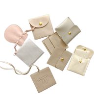 Sacs à bijoux personnalisés avec logo imprimé, pochettes en microfibre à bouton-pression, sacs cadeaux pour boucles d'oreilles, colliers