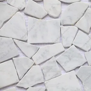 River Pebble Mosaic Floor Tile Outdoor Garden Carrara White Decorative Slice Flat Natural Stone Mosaic Tile