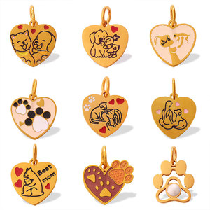 เครื่องประดับทอง PVD 14K 18K 316L สร้อยข้อมือสแตนเลสเสน่ห์ Kawaii เสน่ห์สุนัขสัตว์เลี้ยงจำนวนมากสำหรับสร้อยข้อมือสร้อยคอ - Product Image 5