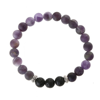 Bracelet en pierre naturelle mate, Sodalite givrée, Améthyste Serpeggiante, Zèbre rouge avec pierre de lave, Bracelet diffuseur d'aromathérapie