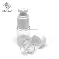 Flacon pompe sans air en plastique transparent pour sérum, lotion, fond de teint, emballage cosmétique avec base blanche